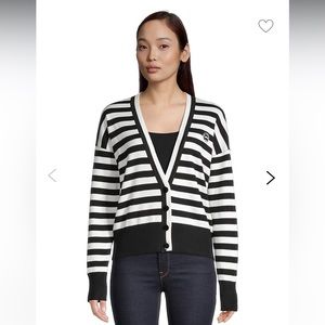 Karl Lagerfeld Paris Striped Cotton V-Neck Cardigan women’s XL